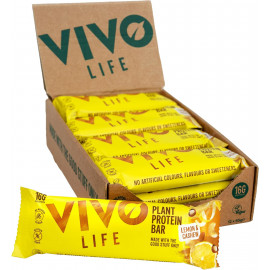 Vivo life Plant Protein Bars - High Protein - 12 x 65g Pack (Lemon and Cashew) 
